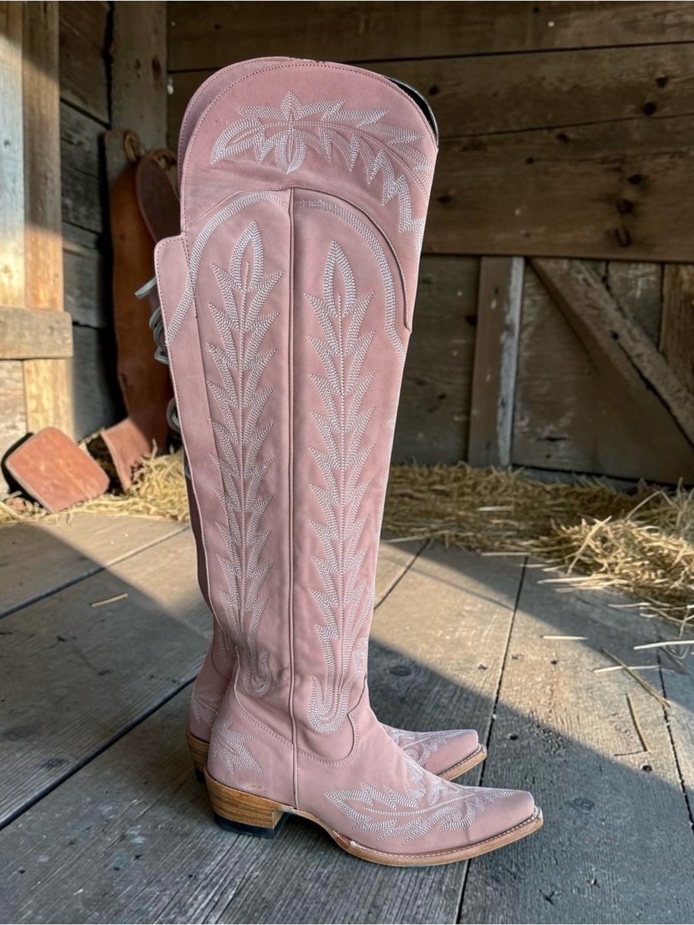 LANE LEXINGTON OTK CORSET WESTERN BOOTS - BLUSH - FASHION COWBOY SZ 8
